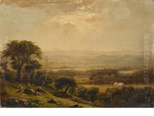 An Extensive Landscape With Figures In The Foreground Oil Painting by Jasper Francis Cropsey