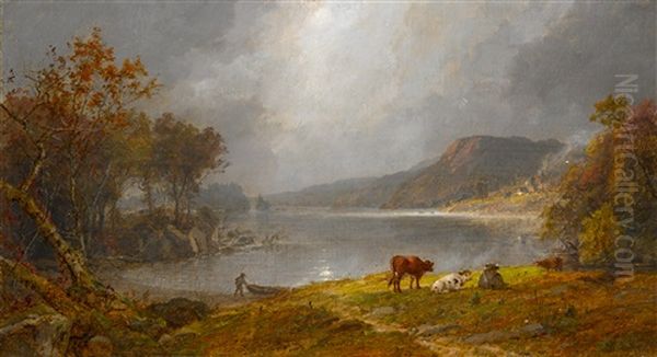 Greenwood Lake, N.j. Oil Painting by Jasper Francis Cropsey