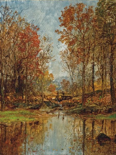 Autumn Landscape With Bridge Oil Painting by Jasper Francis Cropsey