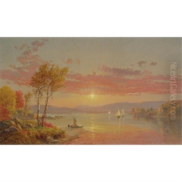 Sailing On The Lake Oil Painting by Jasper Francis Cropsey