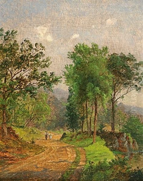 Path In A Landscape Oil Painting by Jasper Francis Cropsey