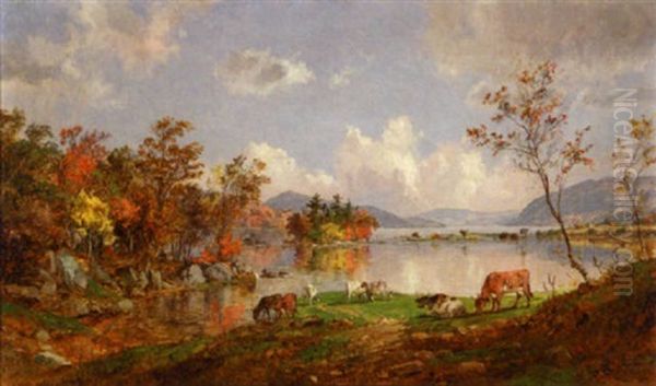 Greenwood Lake In The Autumn Oil Painting by Jasper Francis Cropsey