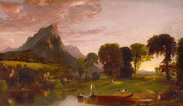 View Near Sherburne, Chenango County, New York, 1853 Oil Painting by Jasper Francis Cropsey