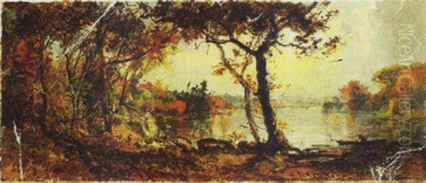 Boating In Autumn On Lake Wawayanda Oil Painting by Jasper Francis Cropsey