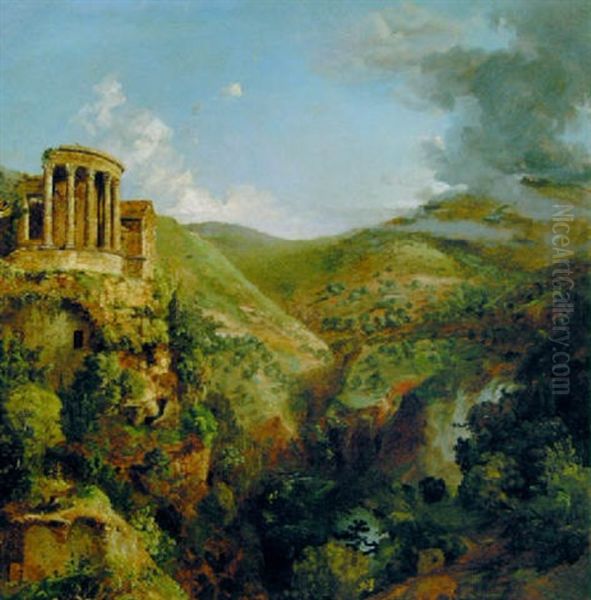 The Temple Of The Sibyl, Tivoli, Italy Oil Painting by Jasper Francis Cropsey