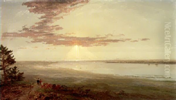 Sunset On A River Inlet Oil Painting by Jasper Francis Cropsey