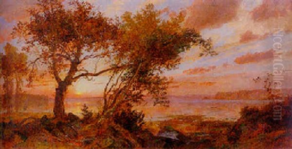 Sunset, Hastings-upon-hudson Oil Painting by Jasper Francis Cropsey