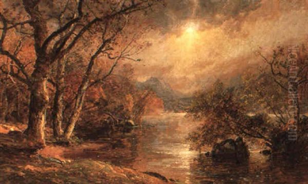 A Misty Morning At Greenwood Lake Oil Painting by Jasper Francis Cropsey