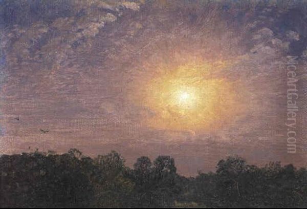 Evening Oil Painting by Jasper Francis Cropsey