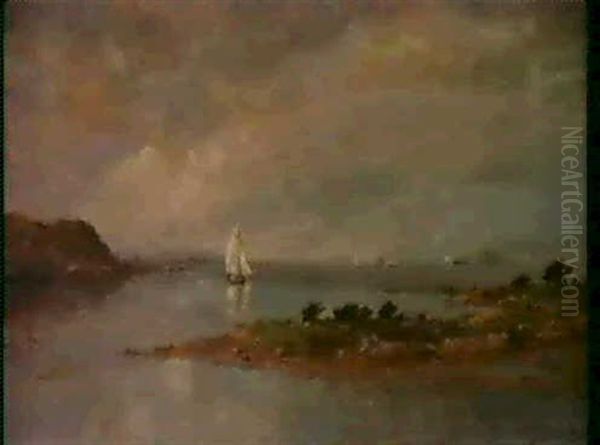 Boats Along The Hudson Oil Painting by Jasper Francis Cropsey