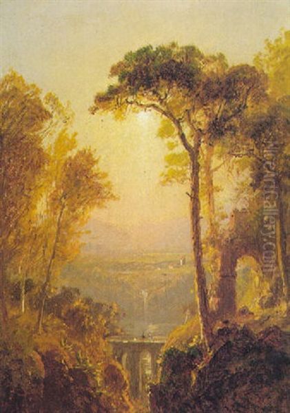 High Bridge In Autumn Oil Painting by Jasper Francis Cropsey