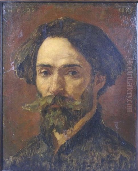 Autoportrait D'henri Cros En Buste Oil Painting by Henri Cros