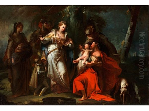 Die Auffindung Des Moses Oil Painting by Giovanni Battista Crosato