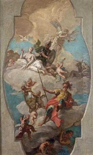 Apotheose D'un Guerrier, Etude Pour Un Plafond Oil Painting by Giovanni Battista Crosato