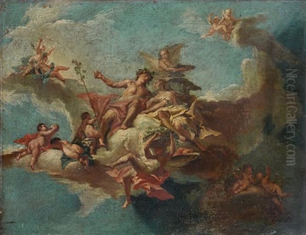 Bacchus Et Ariane Oil Painting by Giovanni Battista Crosato