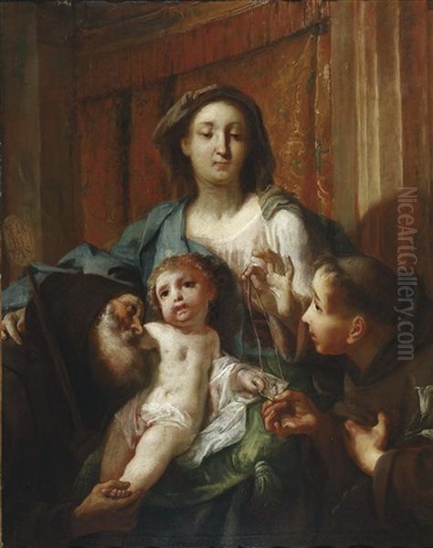 Madonna Mit Kind, Dem Heiligen Antonius Von Padua Und Dem Heiligen Abt Antonius Oil Painting by Giovanni Battista Crosato