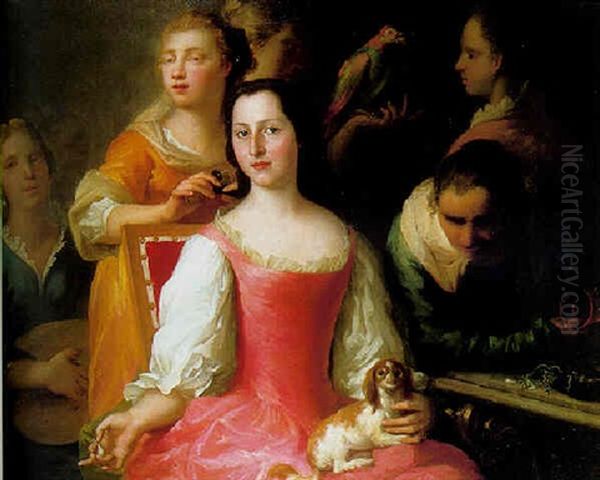 A Lady At Her Toilette Oil Painting by Giovanni Battista Crosato