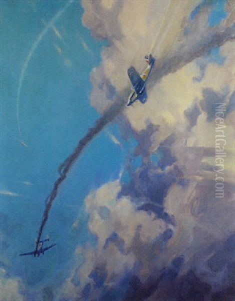 Hurricane Destroying Dornier Oil Painting by Frederick Gordon Crosby