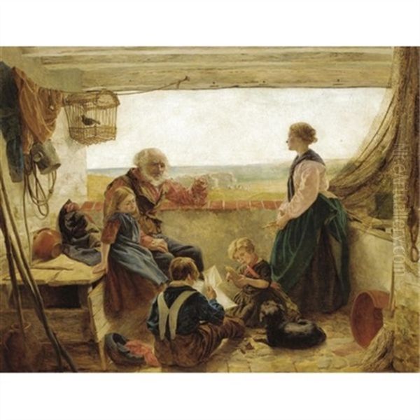 The Young Fishermen Oil Painting by William Crosby