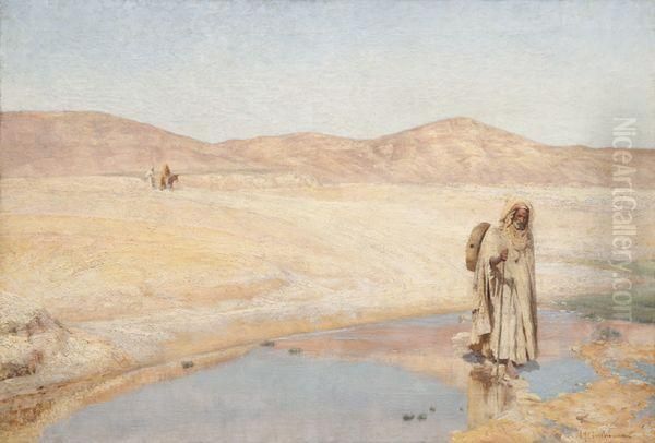 Marche Dans Le Desert. Oil Painting by Louis Joseph Anthonissen