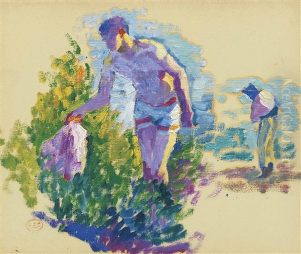 Etude Pour Le Tamaris, Le Baigneur Oil Painting by Henri-Edmond Cross