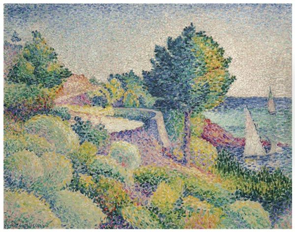 Route Du Lavandou Vers Saint-clair Oil Painting by Henri-Edmond Cross