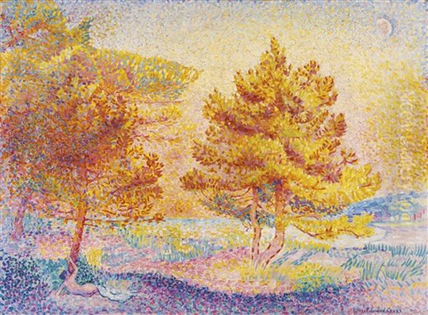 Les Pins Oil Painting by Henri-Edmond Cross