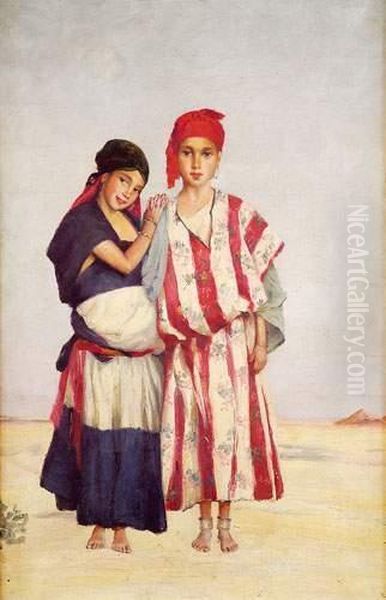 Deux Jeunes Filles Algeriennes, Circa 1890 Oil Painting by Louis Joseph Anthonissen