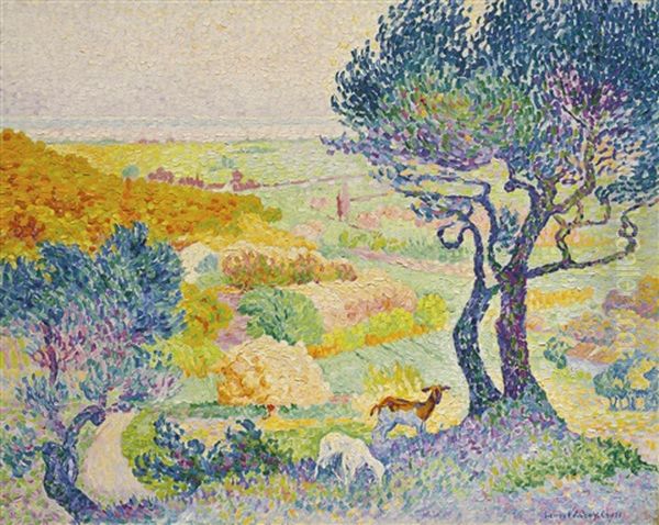 La Plaine De Bormes Oil Painting by Henri-Edmond Cross