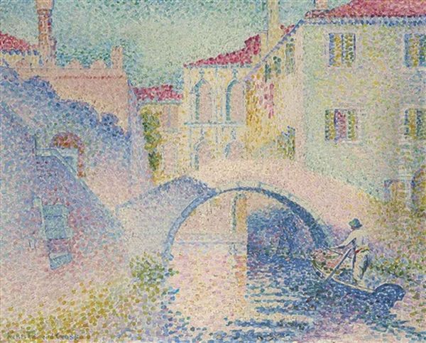 Ponte Moro, Rio Grimani (venise) Oil Painting by Henri-Edmond Cross