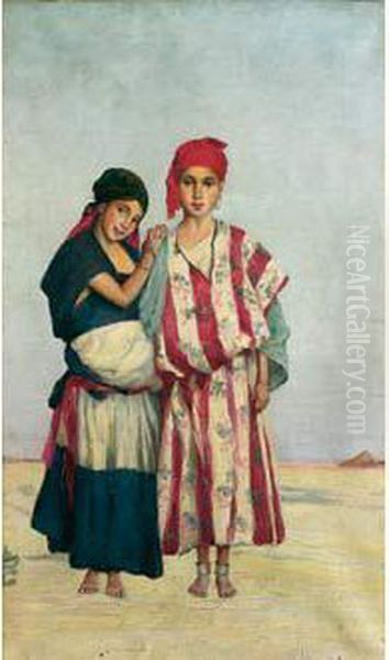 Deux Jeunes Filles Oil Painting by Louis Joseph Anthonissen