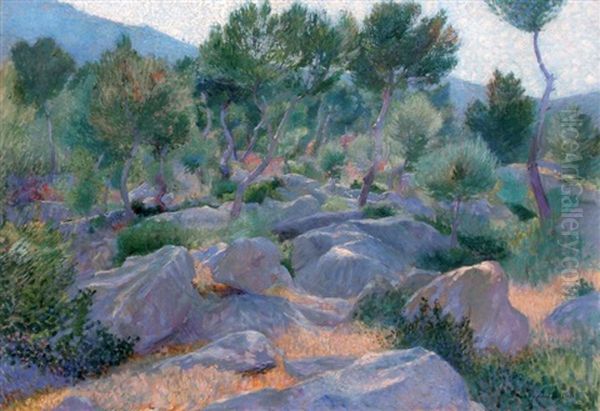 Paysage Des Environs De Nice (ou Des Environs D'eze) by Henri-Edmond Cross