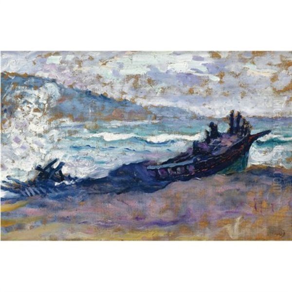 Barques Sur La Plage Oil Painting by Henri-Edmond Cross