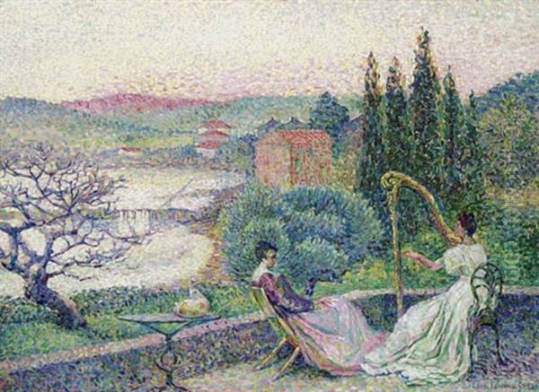 La Terrasse Oil Painting by Henri-Edmond Cross