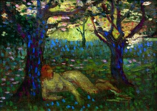 Nu Allonge Dans Les Bois Oil Painting by Henri-Edmond Cross