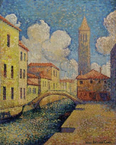 Canal A Venise Oil Painting by Henri-Edmond Cross