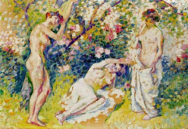 Nus En Plein Air Oil Painting by Henri-Edmond Cross