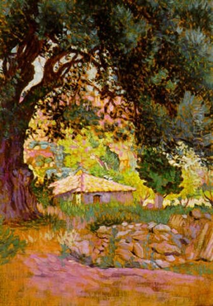 Les Chevres Oil Painting by Henri-Edmond Cross