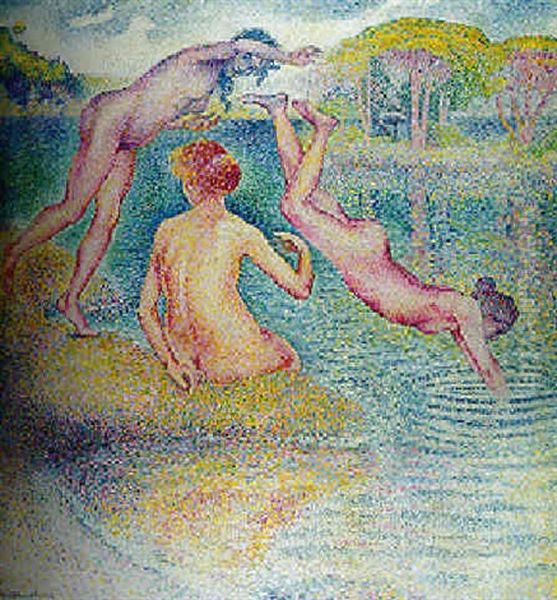 Le Baigneuses (la Joyeuse Baignade) Oil Painting by Henri-Edmond Cross