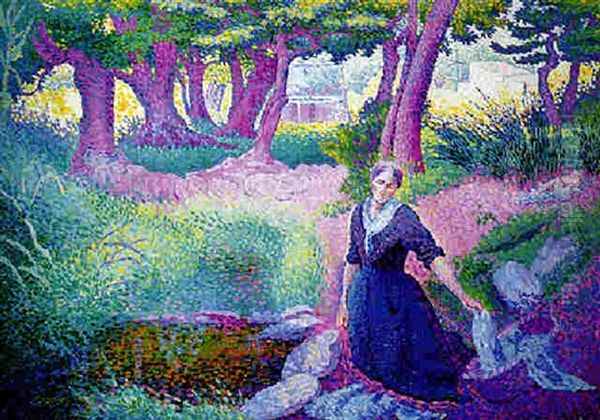 La Lavandiere Oil Painting by Henri-Edmond Cross