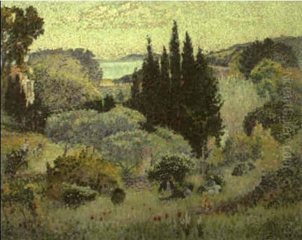 Cypres (avril) Oil Painting by Henri-Edmond Cross