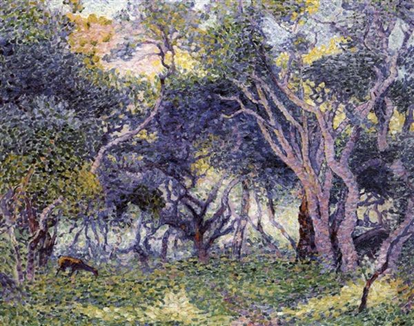 Sous Bois Oil Painting by Henri-Edmond Cross