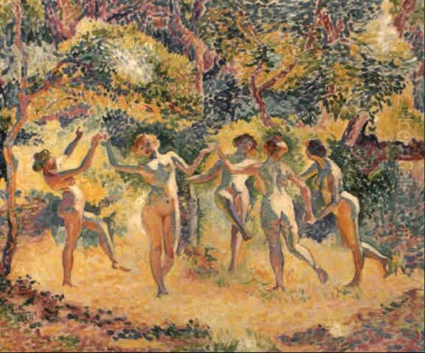 La Ronde (study For La Clairiere) Oil Painting by Henri-Edmond Cross