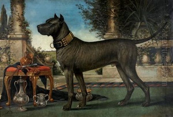 Major Mckinley, Brindle Great Dane, Owner General J.t. Torrence Oil Painting by Henry H. Cross