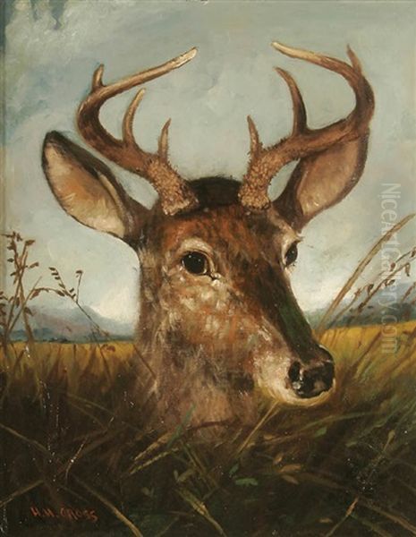 Deer In Tall Grass Oil Painting by Henry H. Cross