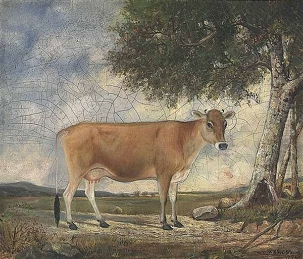 Guernsey Cow Oil Painting by Henry H. Cross