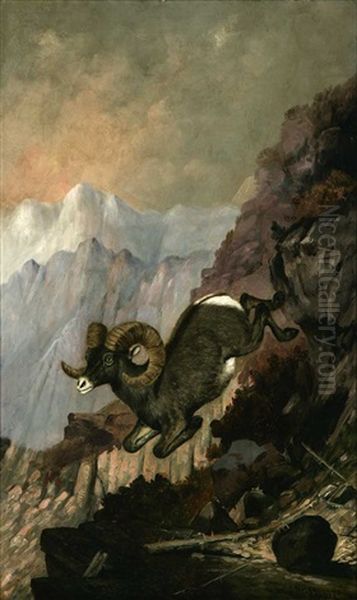 Ram In Mountain Landscape Oil Painting by Henry H. Cross