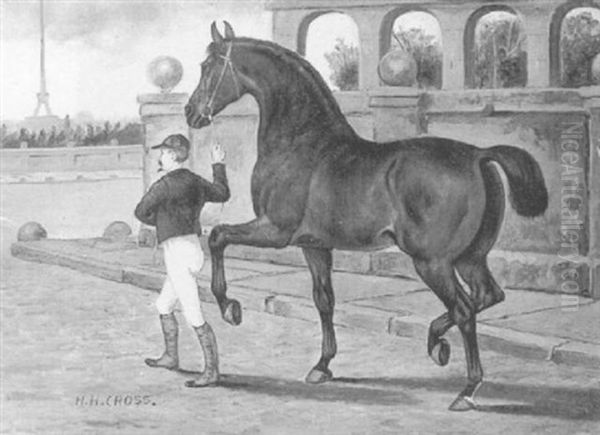 A Chestnut Horse And His Jockey Oil Painting by Henry H. Cross