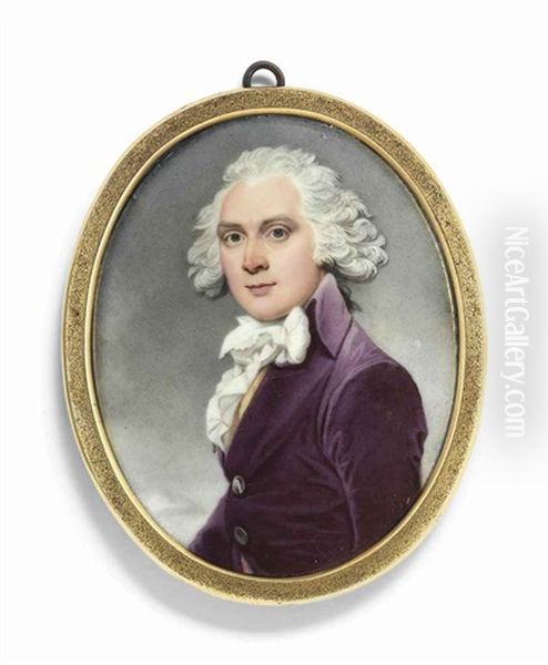 Edward Or James Crosse, Brother Of The Artist, In Aubergine Coat Oil Painting by Richard Crosse