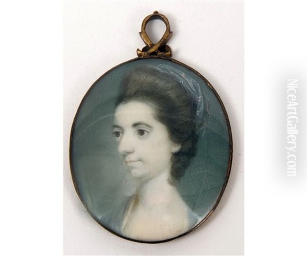 Sarah Hitchin Pelly Portrait Miniature Circa 1782 Oil Painting by Richard Crosse